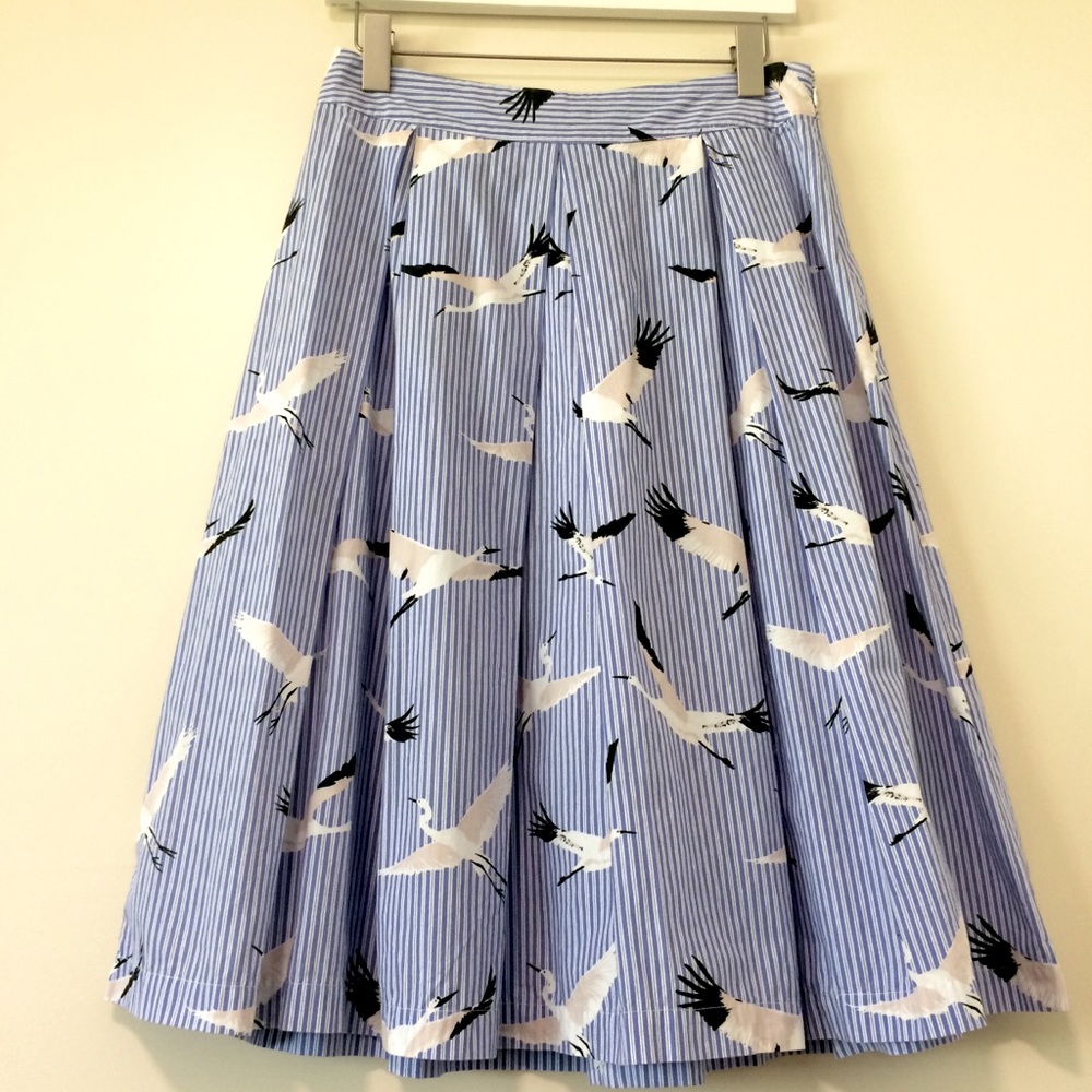 Who What Wear Bird Stripe Skirt <2>